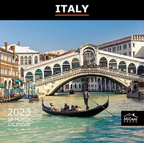 מיקרסה איטליה 2023 לוח שנה לחודש יוחל תלות | 12 x 24 פתוח | נייר עבה ויציב | מתנה | המפלט האיטלקי המושלם